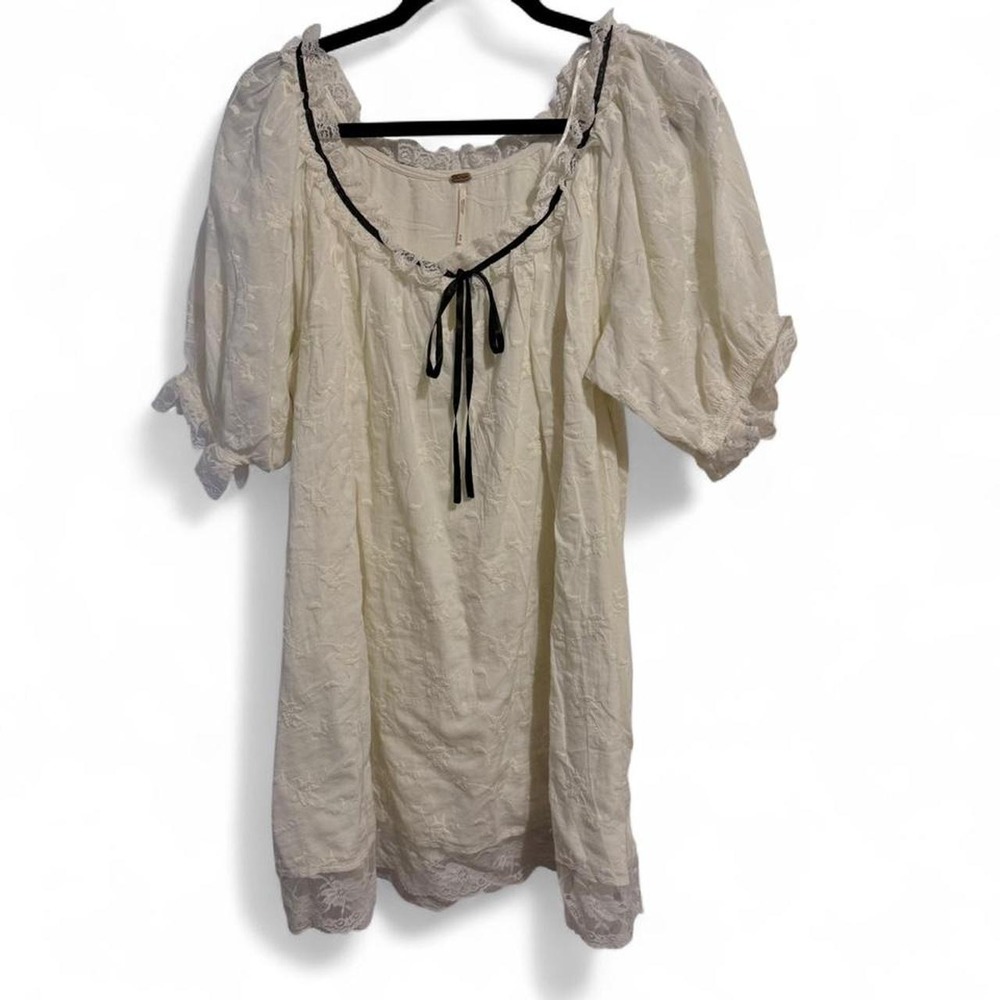 Free people Juno dress white medium black bow